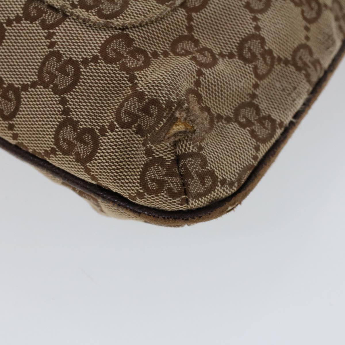 GUCCI GG Canvas Shoulder Bag Canvas Leather Beige Brown Auth 53656