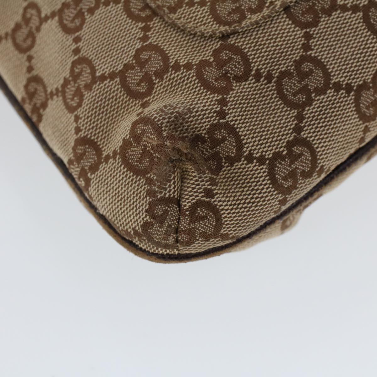 GUCCI GG Canvas Shoulder Bag Canvas Leather Beige Brown Auth 53656