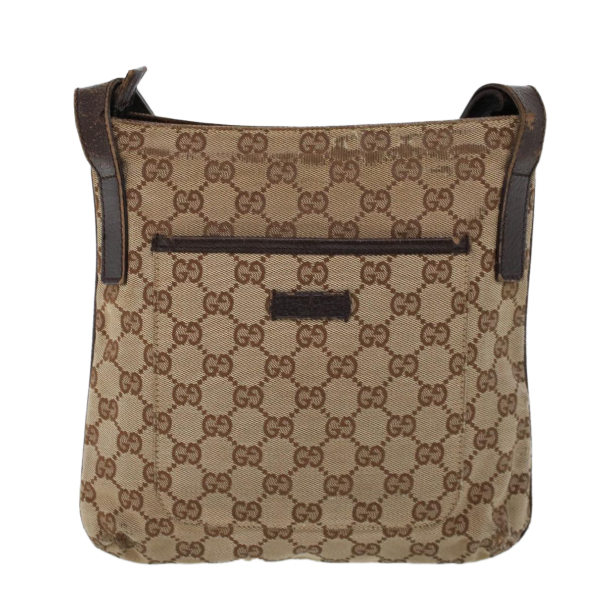 GUCCI GG Canvas Shoulder Bag Canvas Leather Beige Brown Auth 53656 - 0