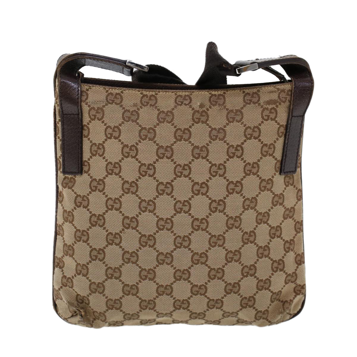 GUCCI GG Canvas Shoulder Bag Canvas Leather Beige Brown Auth 53656