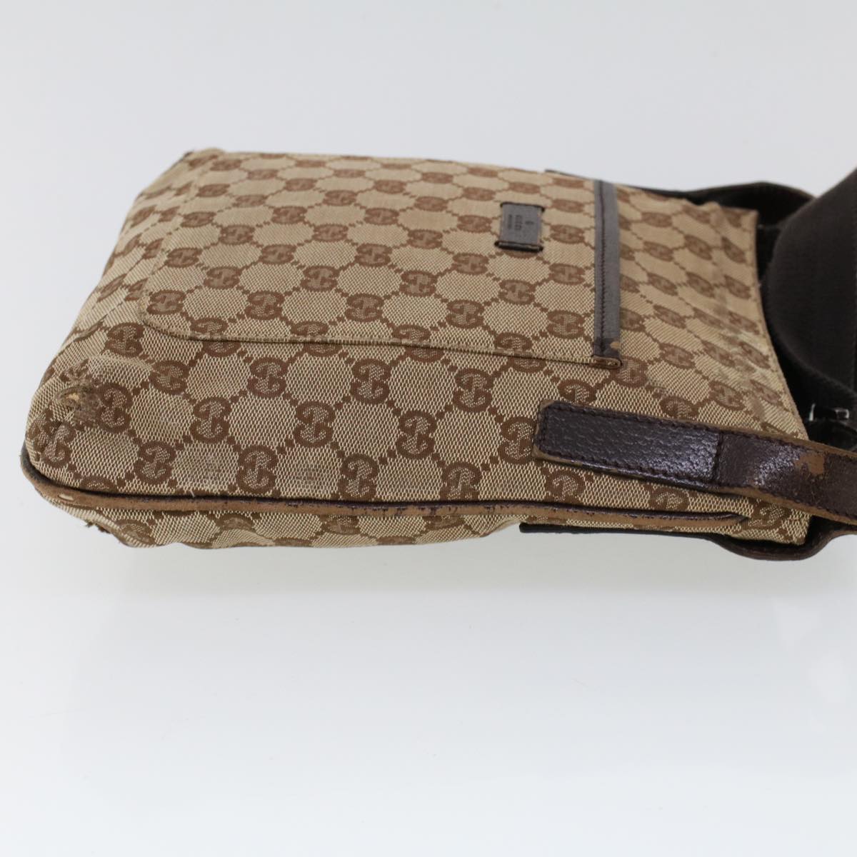 GUCCI GG Canvas Shoulder Bag Canvas Leather Beige Brown Auth 53656