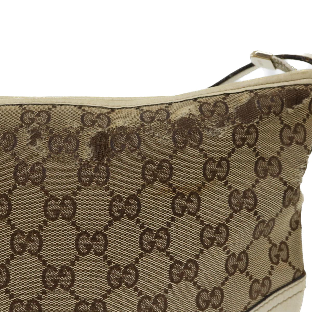 GUCCI GG Canvas Shoulder Bag Beige White Auth 53663 - 0