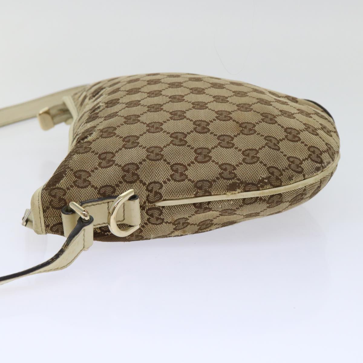 GUCCI GG Canvas Shoulder Bag Beige White Auth 53663