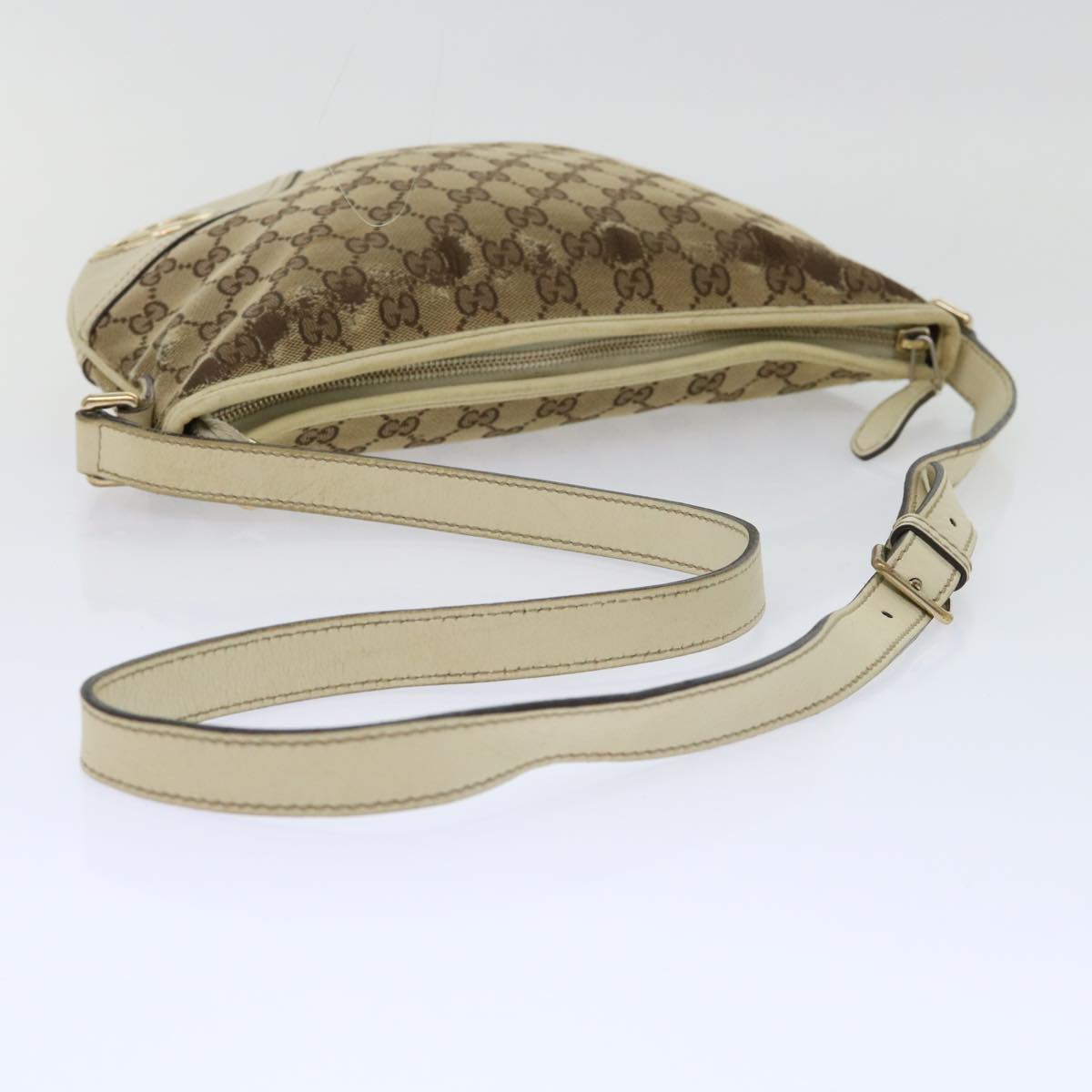 GUCCI GG Canvas Shoulder Bag Beige White Auth 53663