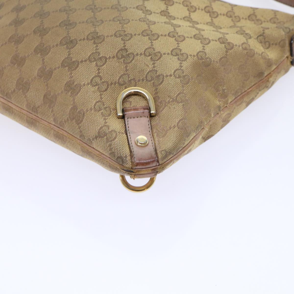 GUCCI GG Canvas Shoulder Bag Gold Auth 53664