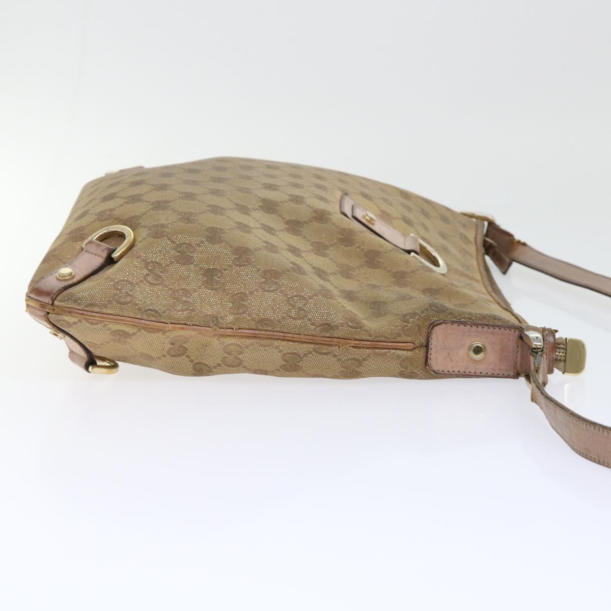 GUCCI GG Canvas Shoulder Bag Gold Auth 53664