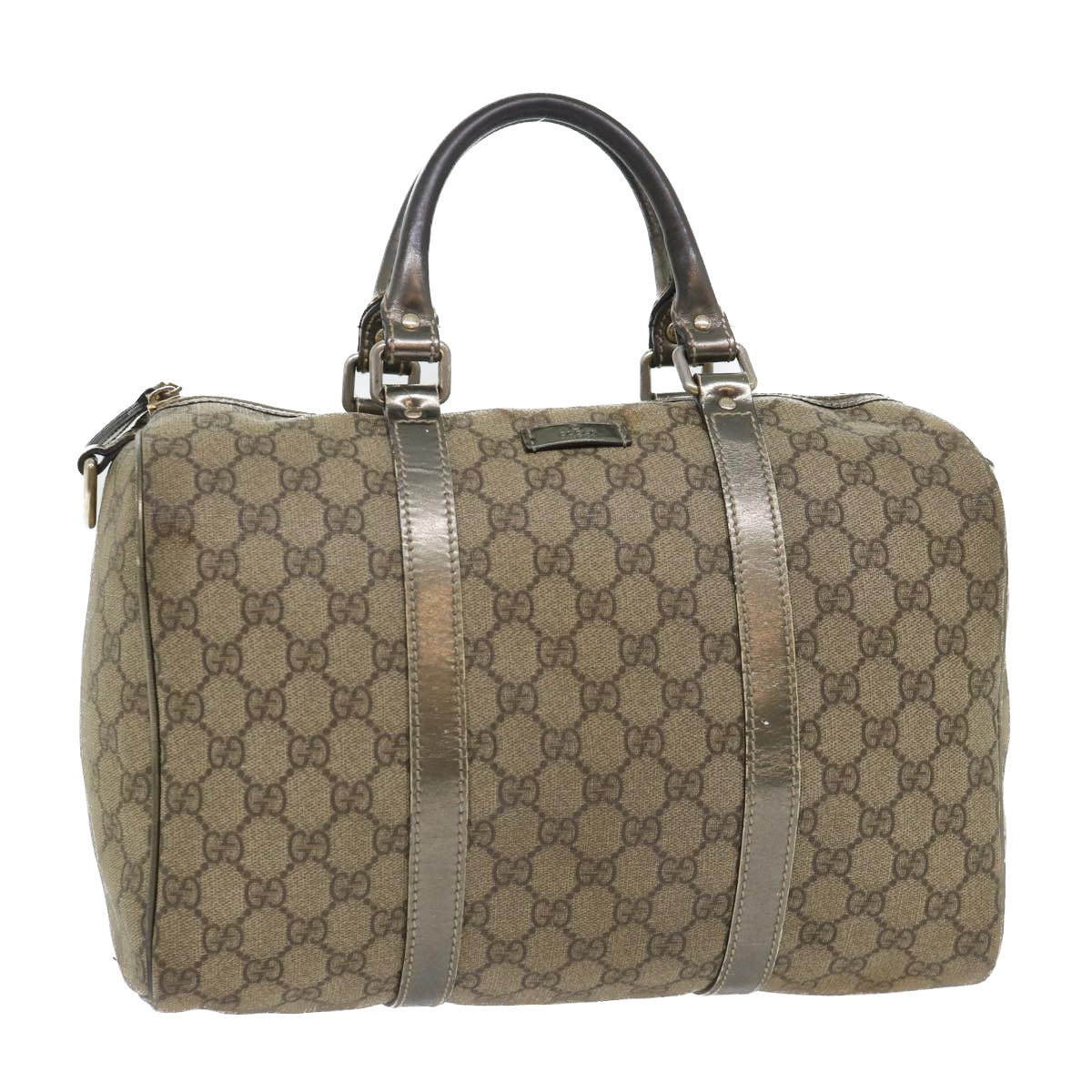 GUCCI GG Canvas Hand Bag PVC Leather Beige Auth 53685