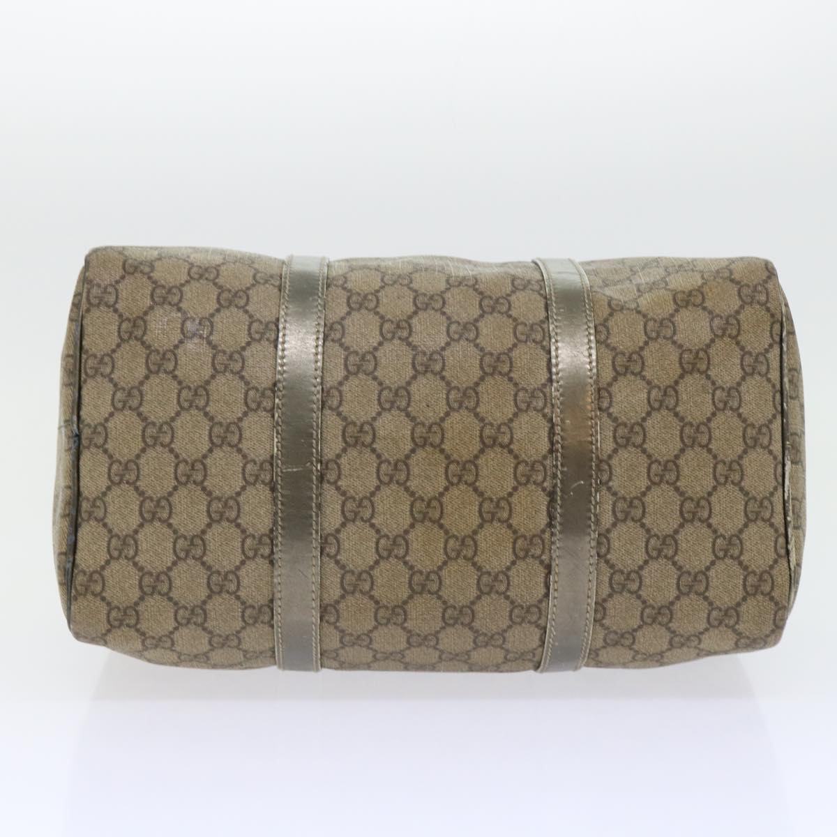 GUCCI GG Canvas Hand Bag PVC Leather Beige Auth 53685