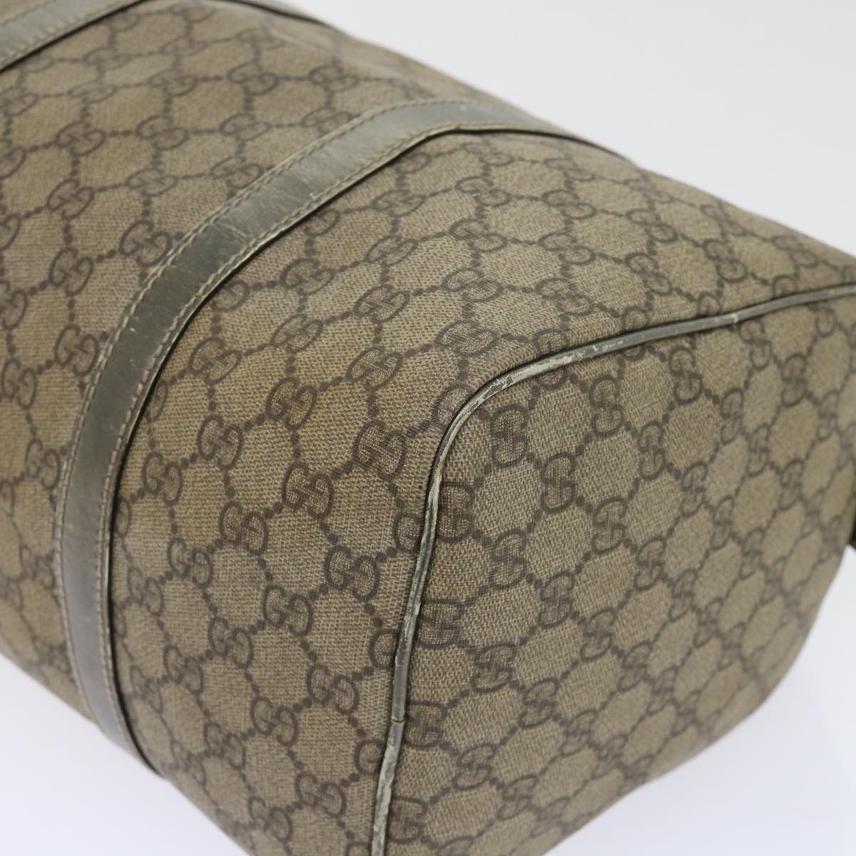 GUCCI GG Canvas Hand Bag PVC Leather Beige Auth 53685