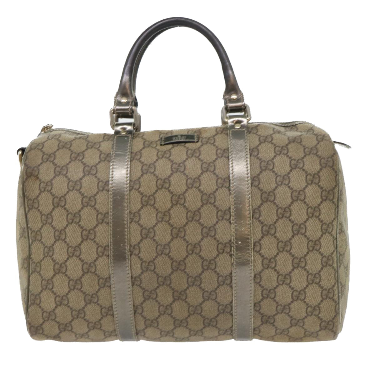 GUCCI GG Canvas Hand Bag PVC Leather Beige Auth 53685