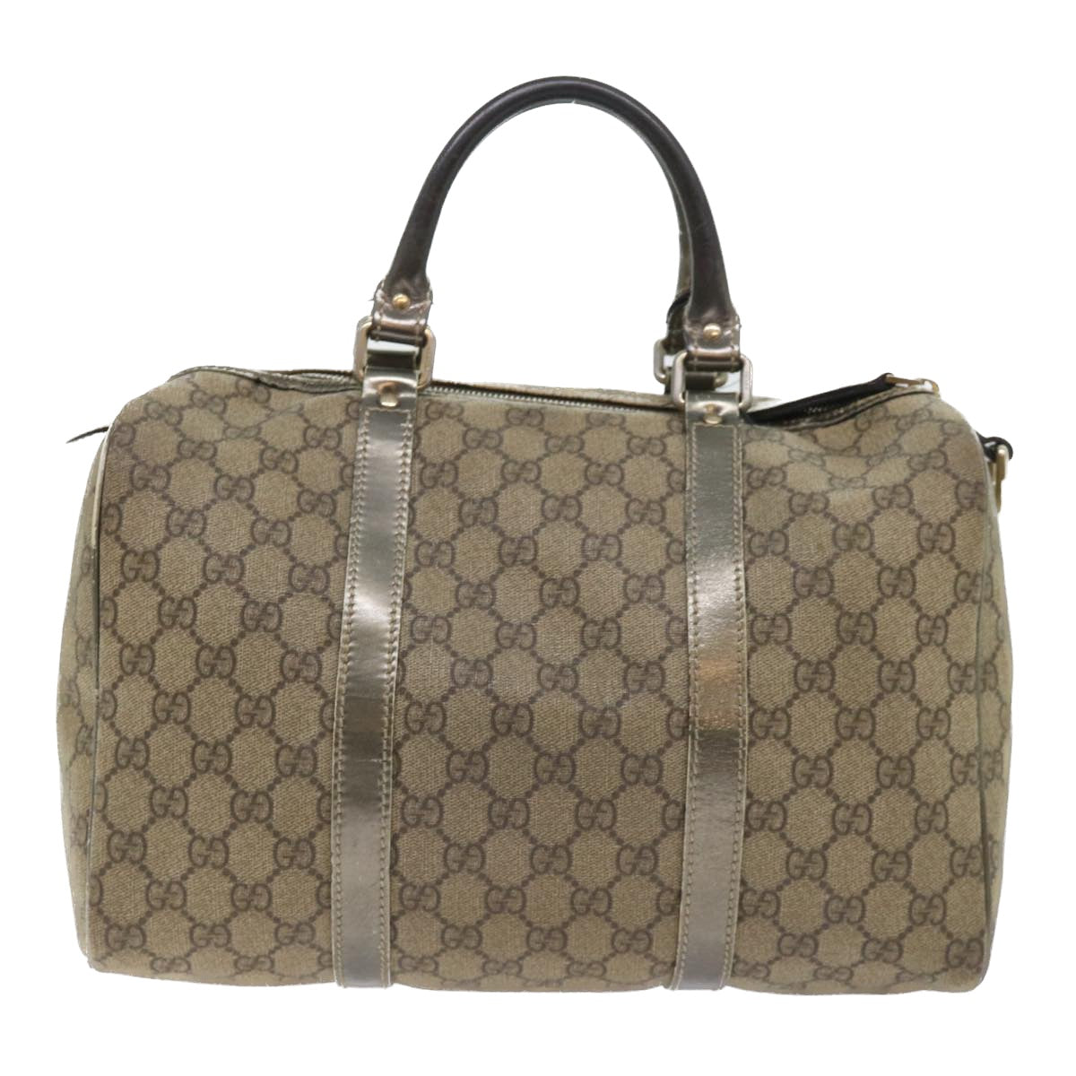 GUCCI GG Canvas Hand Bag PVC Leather Beige Auth 53685