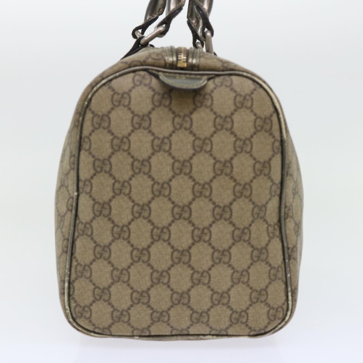 GUCCI GG Canvas Hand Bag PVC Leather Beige Auth 53685