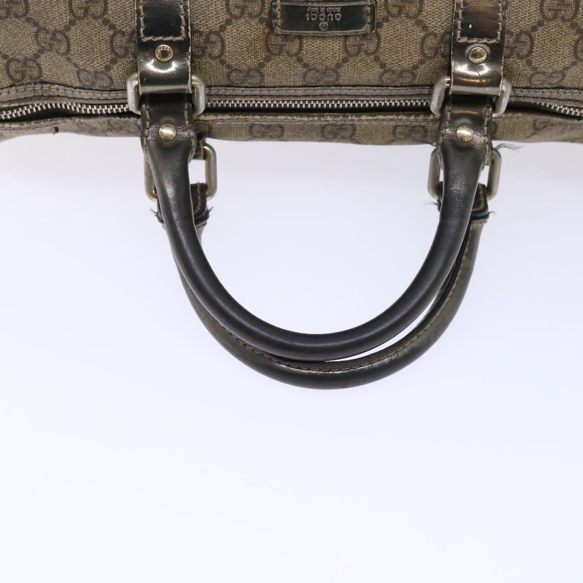 GUCCI GG Canvas Hand Bag PVC Leather Beige Auth 53685