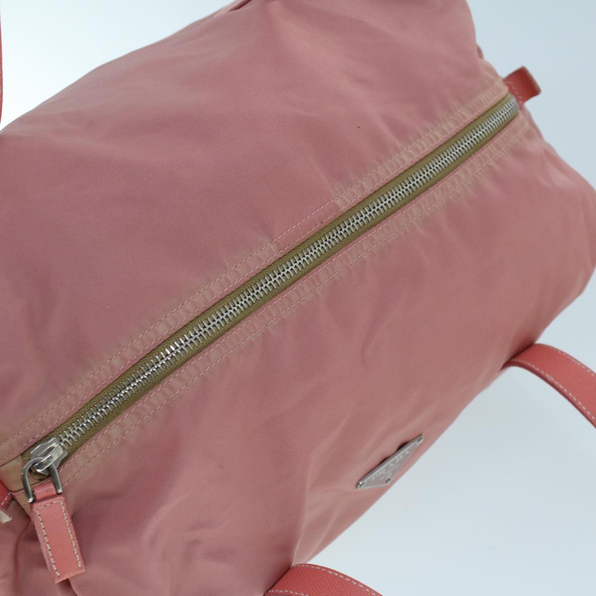 PRADA Hand Bag Nylon Leather Pink Auth 53694
