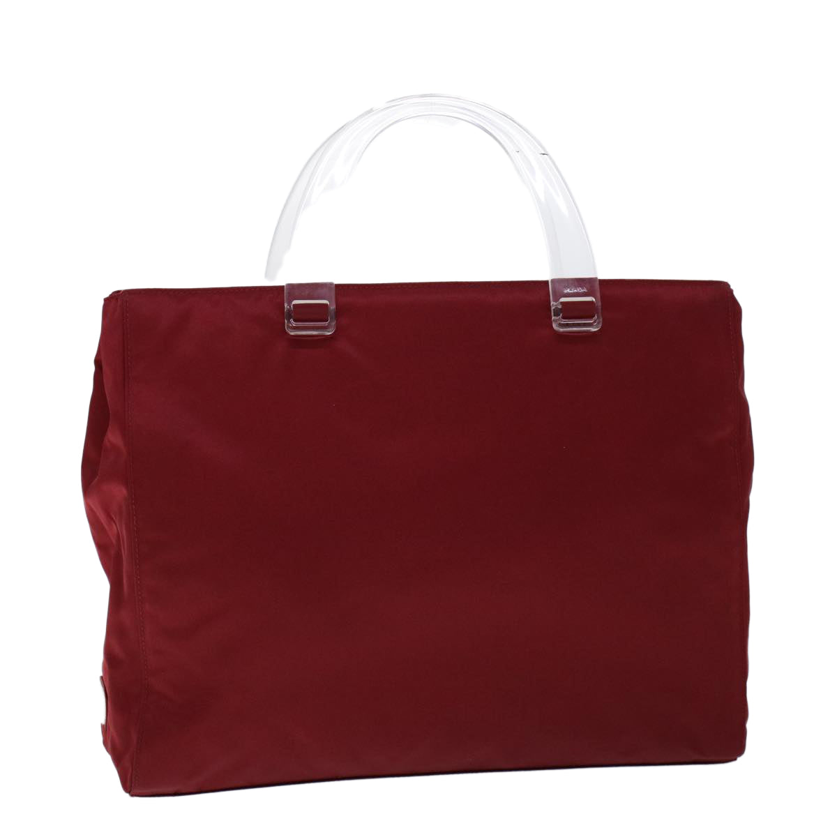 PRADA Hand Bag Nylon Red Auth 53695