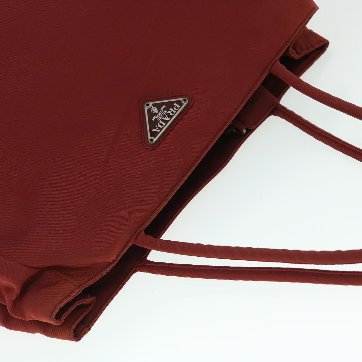 PRADA Hand Bag Nylon Red Auth 53698