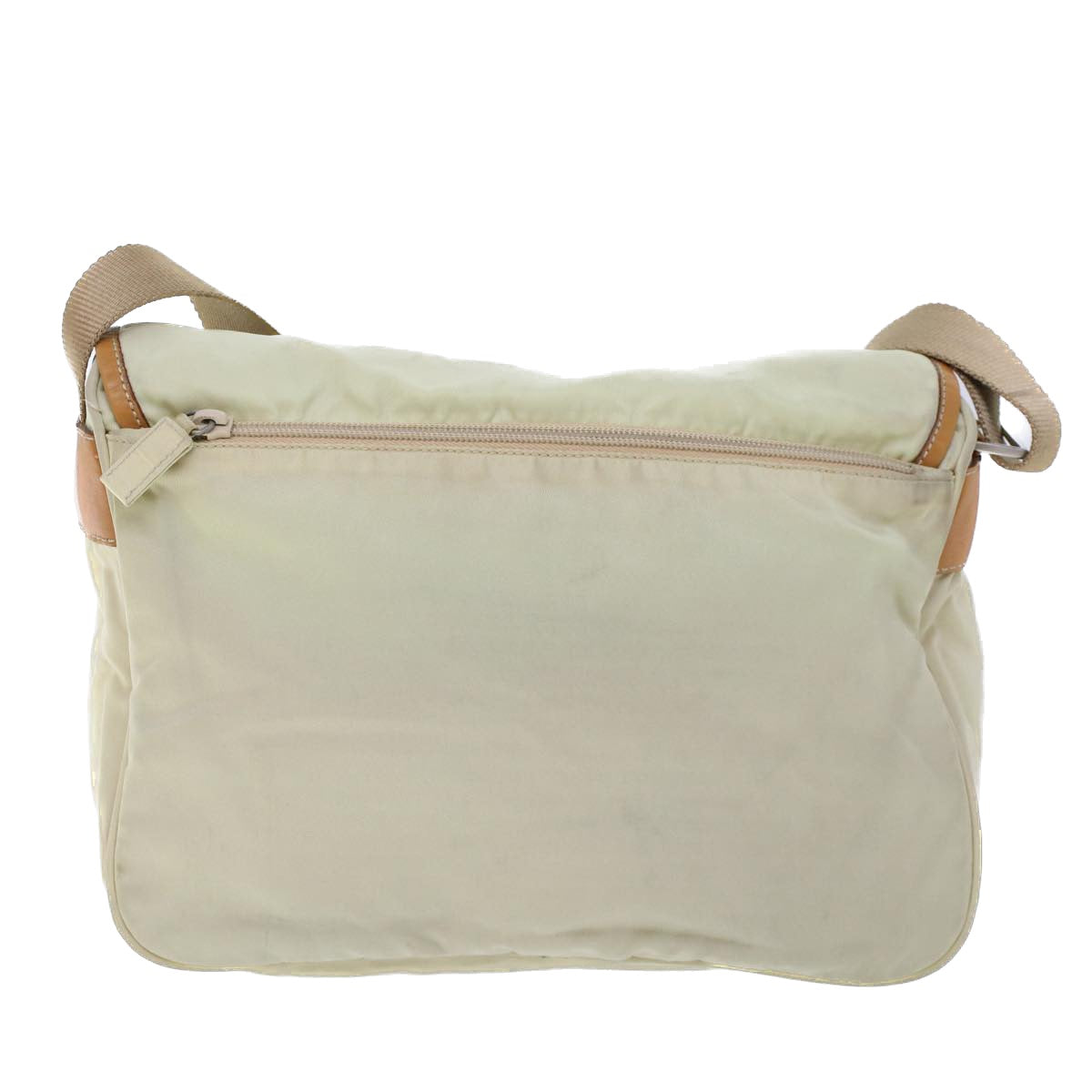 PRADA Shoulder Bag Nylon Leather Cream Auth 53700 - 0