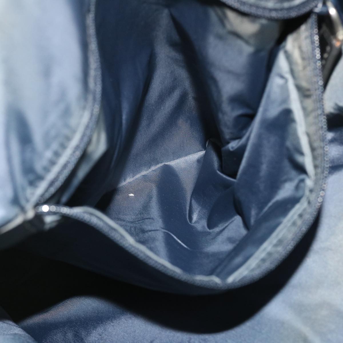 PRADA Tote Bag Nylon Leather Blue White Auth 53703