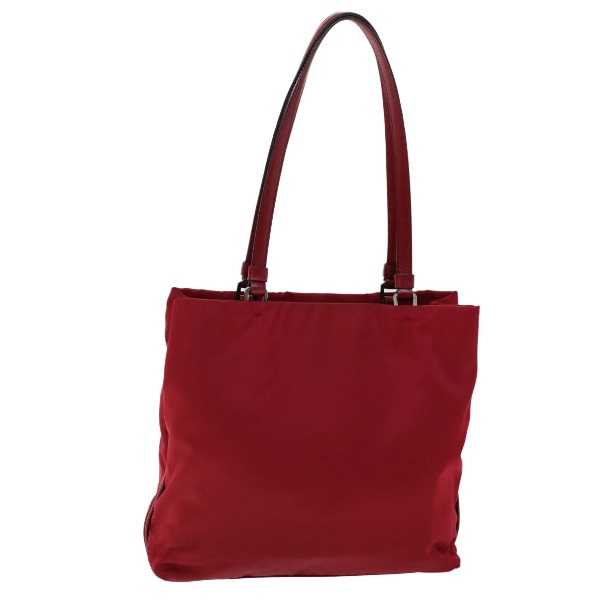 PRADA Tote Bag Nylon Leather Red Auth 53709 - 0