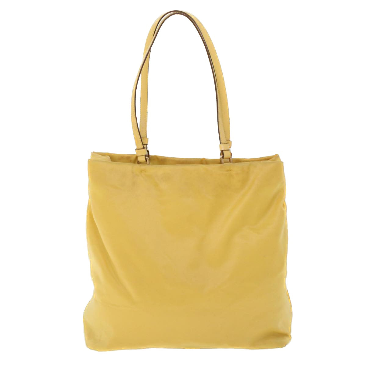 PRADA Tote Bag Nylon Leather Yellow Auth 53710 - 0