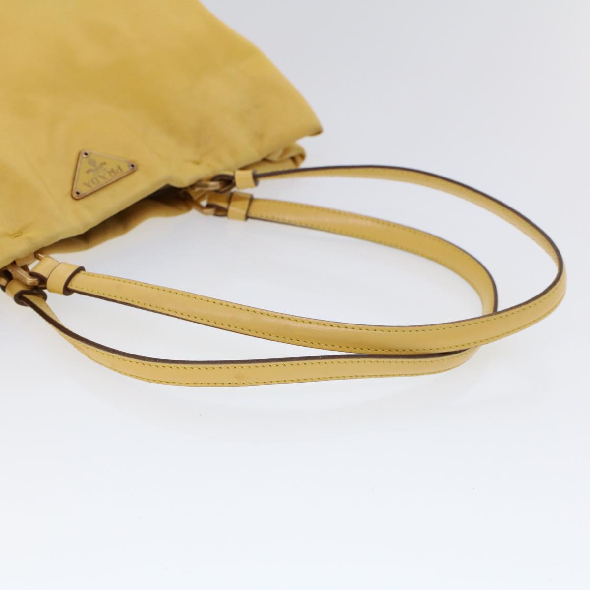 PRADA Tote Bag Nylon Leather Yellow Auth 53710