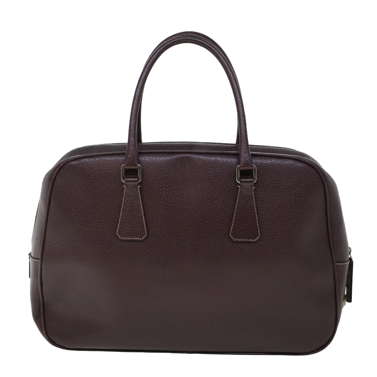 PRADA Hand Bag Leather Bordeaux Auth 53714
