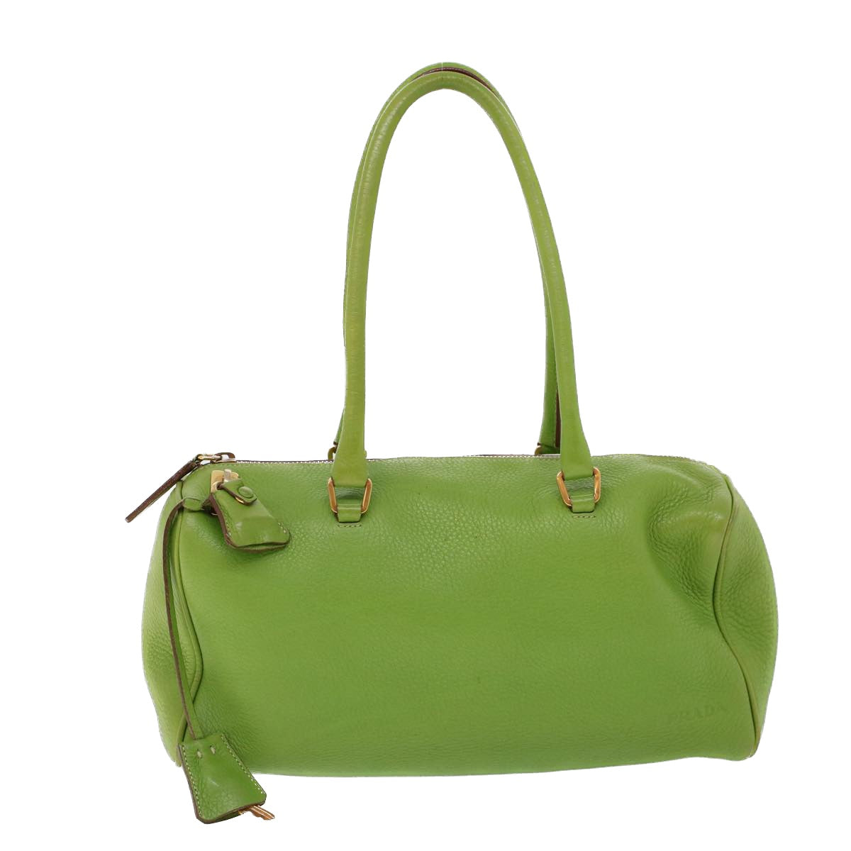 PRADA Hand Bag Leather Green Auth 53715