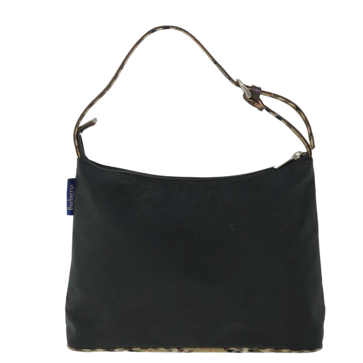 Burberrys Nova Check Blue Label Shoulder Bag Nylon Leather Black Auth 53720 - 0