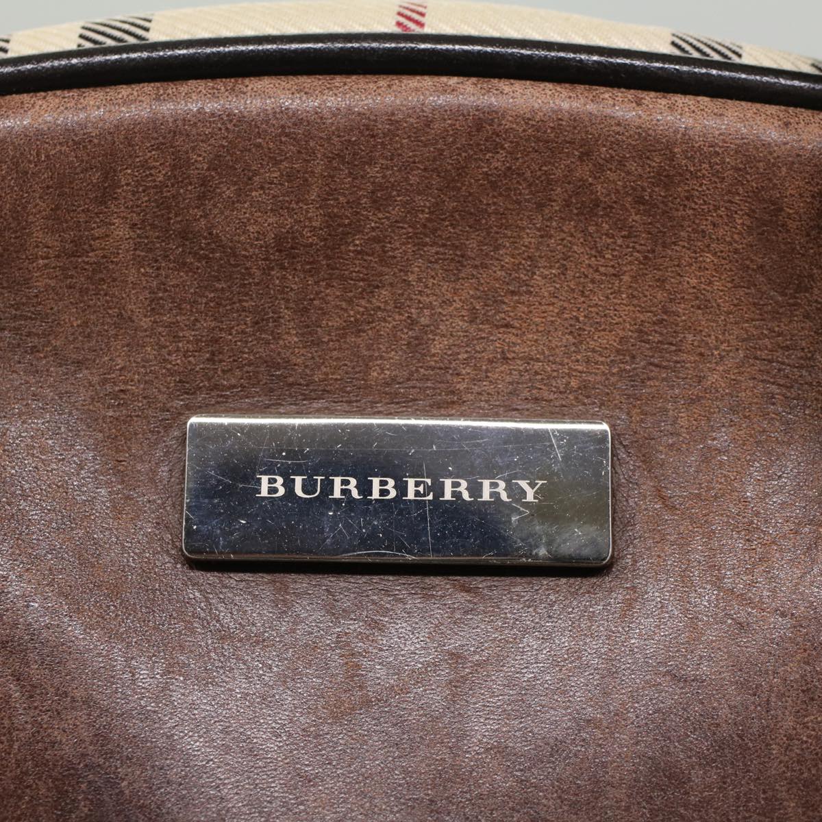 BURBERRY Nova Check Hand Bag Nylon Leather Beige Brown Auth 53726