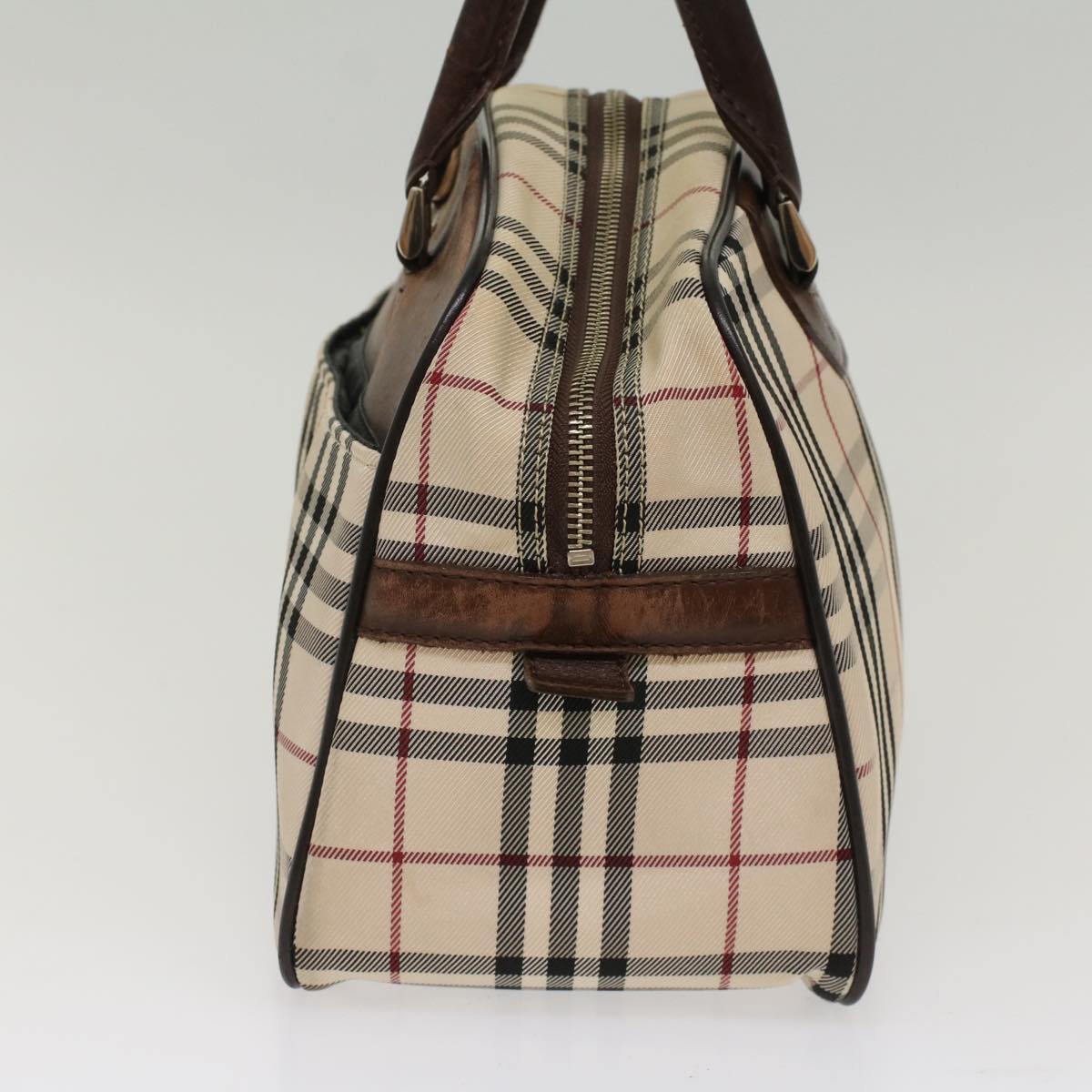 BURBERRY Nova Check Hand Bag Nylon Leather Beige Brown Auth 53726 - 0