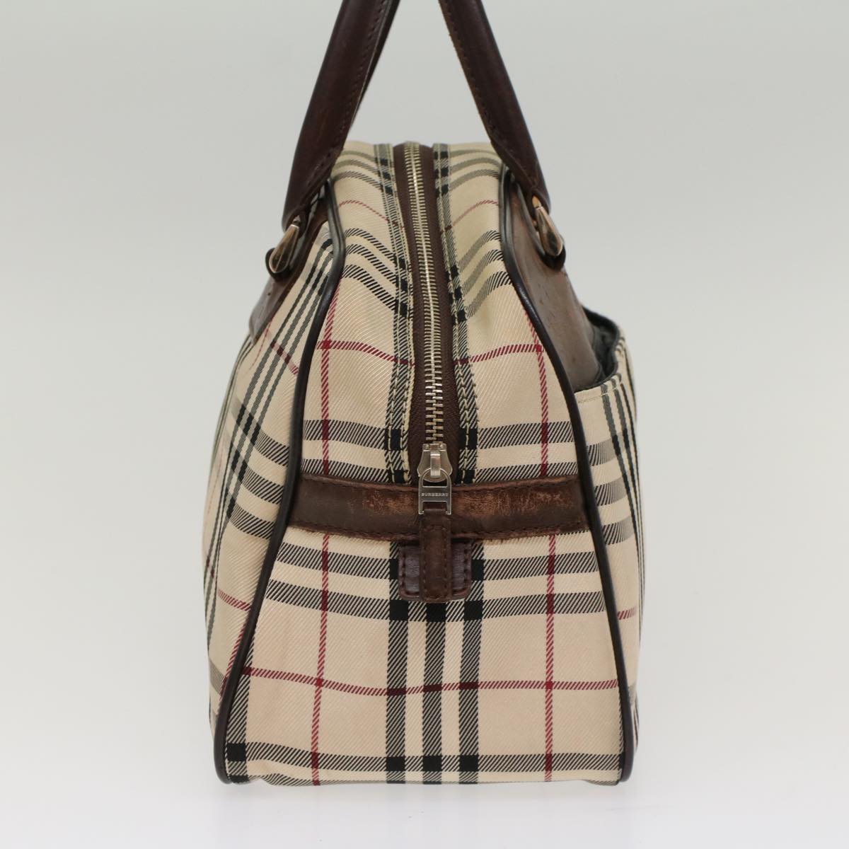 BURBERRY Nova Check Hand Bag Nylon Leather Beige Brown Auth 53726