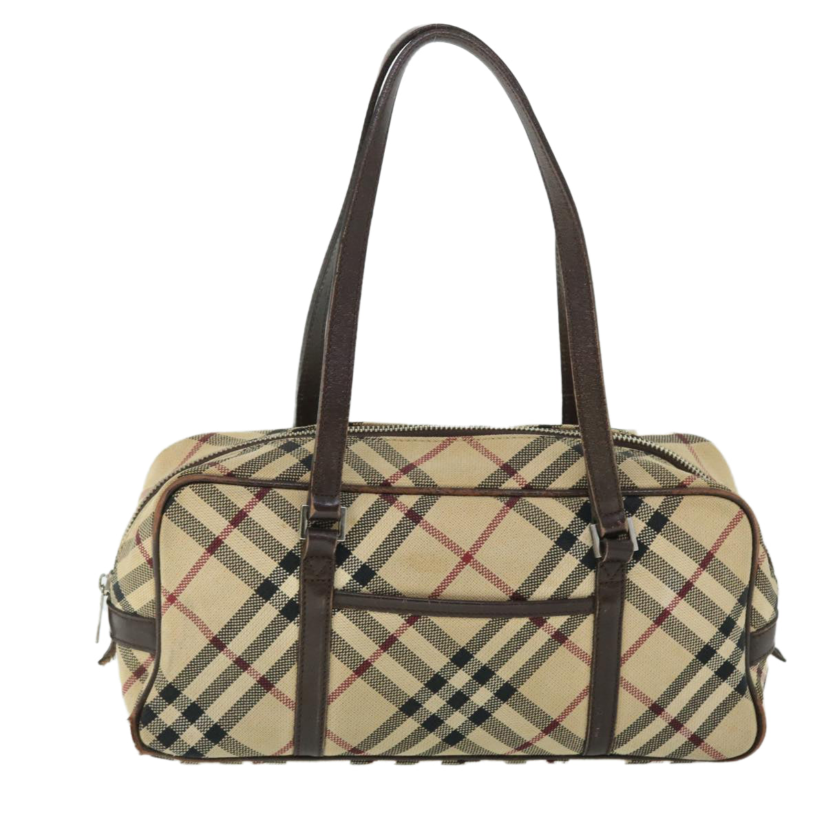 BURBERRY Nova Check Blue Label Hand Bag Canvas Leather Beige Brown Auth 53728