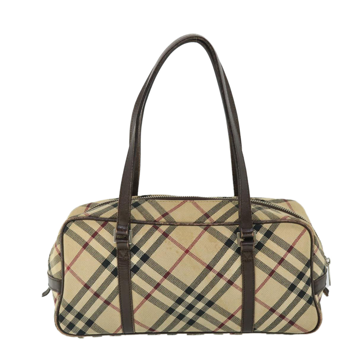 BURBERRY Nova Check Blue Label Hand Bag Canvas Leather Beige Brown Auth 53728