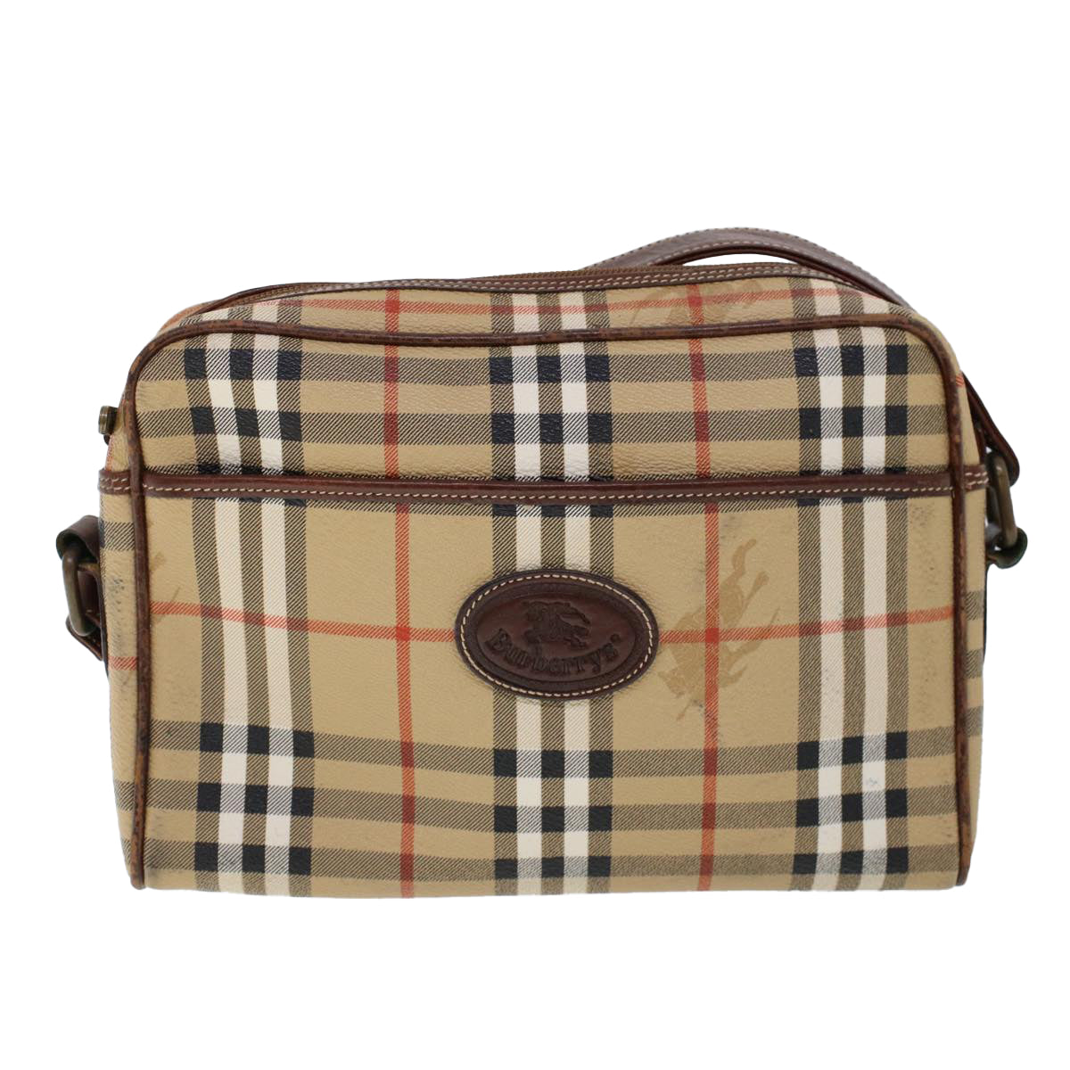 Burberrys Nova Check Shoulder Bag PVC Leather Beige Brown Auth 53729 - 0
