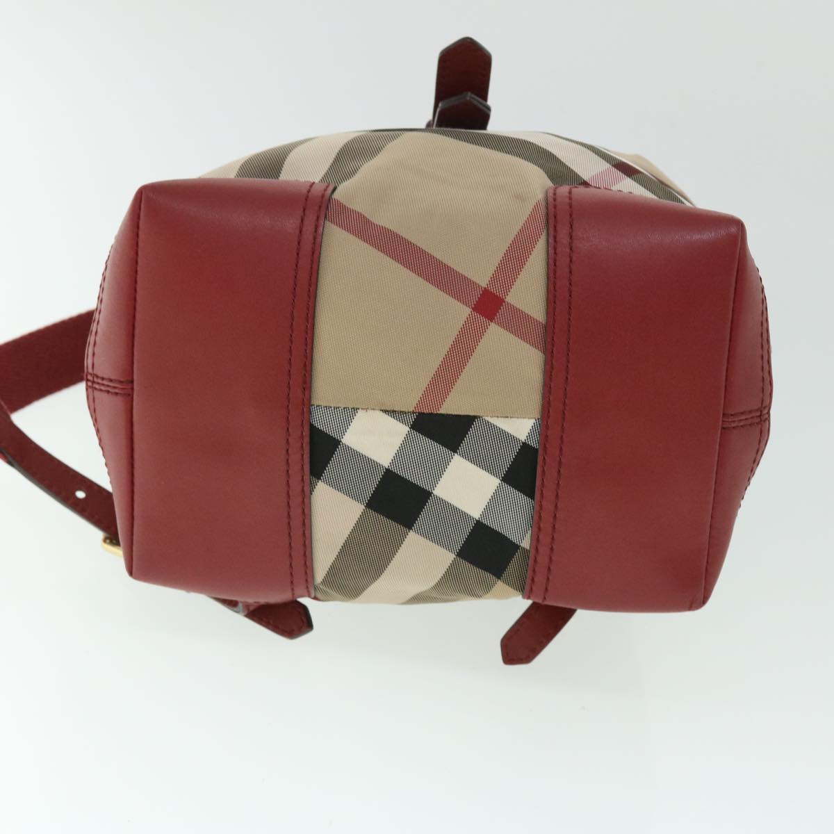 BURBERRY Nova Check Backpack Nylon Leather Beige Red Auth 53730