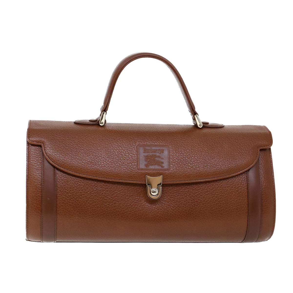 Burberrys Hand Bag Leather Brown Auth 53731