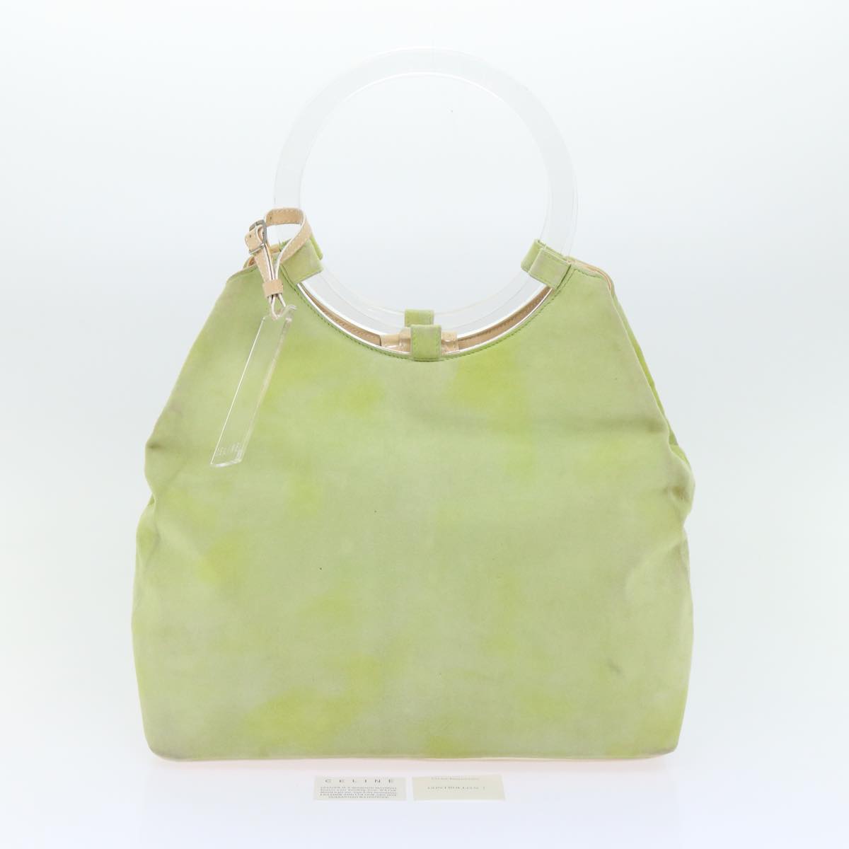 CELINE Hand Bag Suede Green Auth 53736