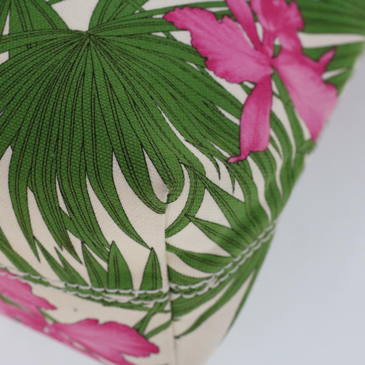 CELINE Botanical Pattern Tote Bag Canvas Green Pink Auth 53737