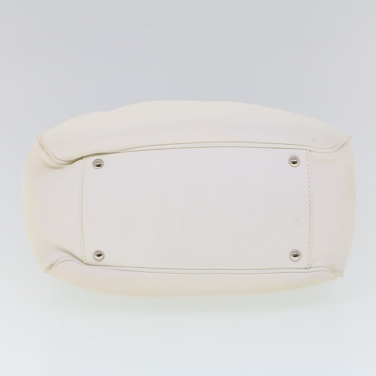 Salvatore Ferragamo Gancini Hand Bag Leather White Auth 53739