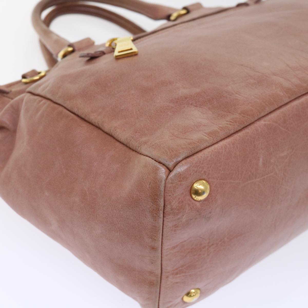 PRADA Hand Bag Leather 2way Pink Auth 53749