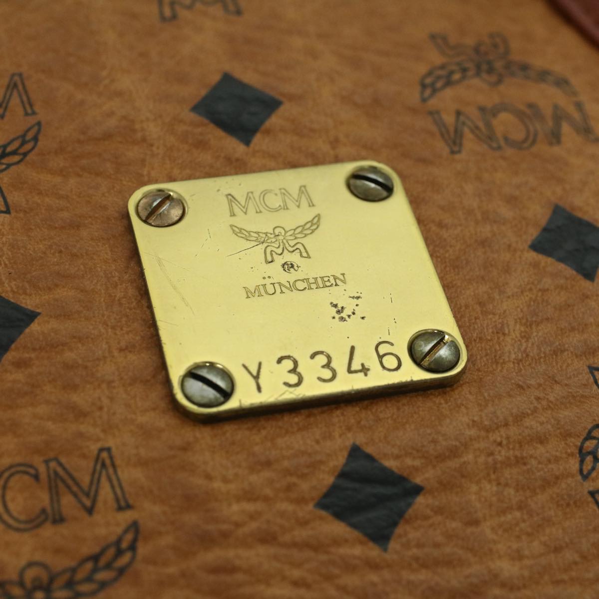 MCM Vicetos Logogram Hand Bag PVC Leather 2way Brown Auth 53750