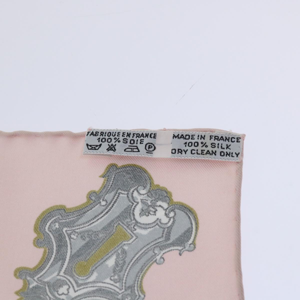 HERMES Carre 90 LES CLES Scarf Silk Pink White Auth 53760