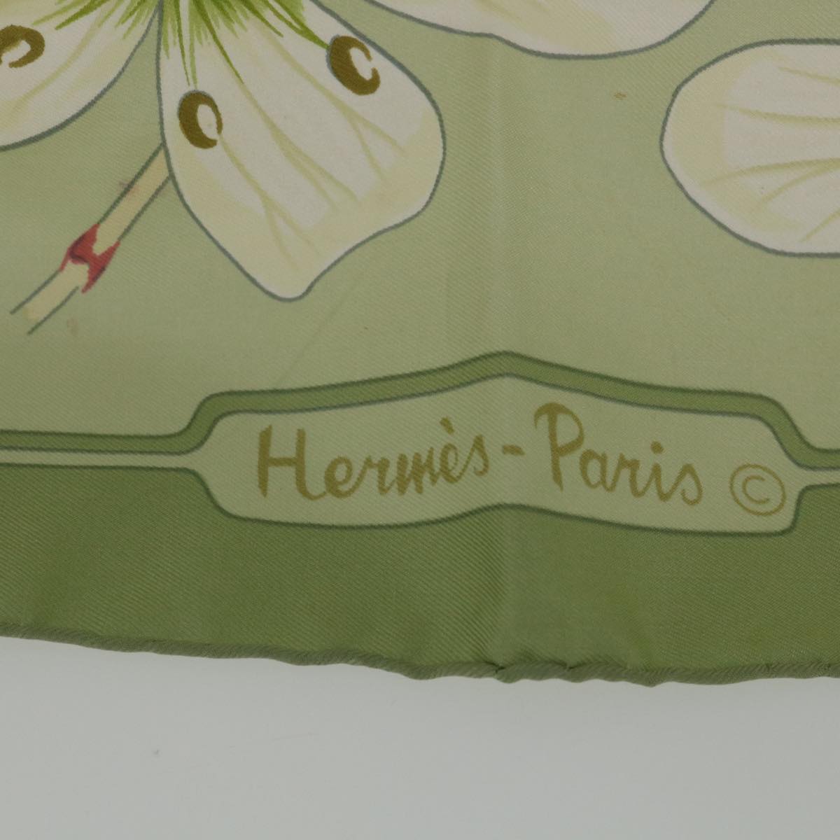 HERMES Carre 90 Flora Graeca Scarf Silk Green Auth 53772