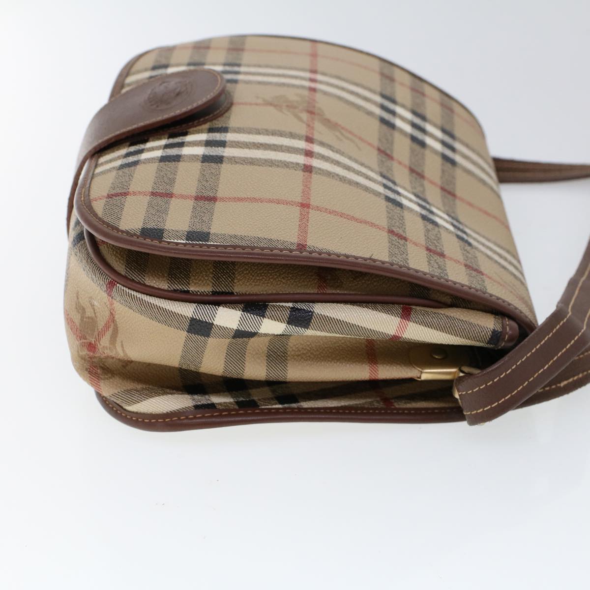Burberrys Nova Check Shoulder Bag PVC Leather Beige Brown Auth 53779