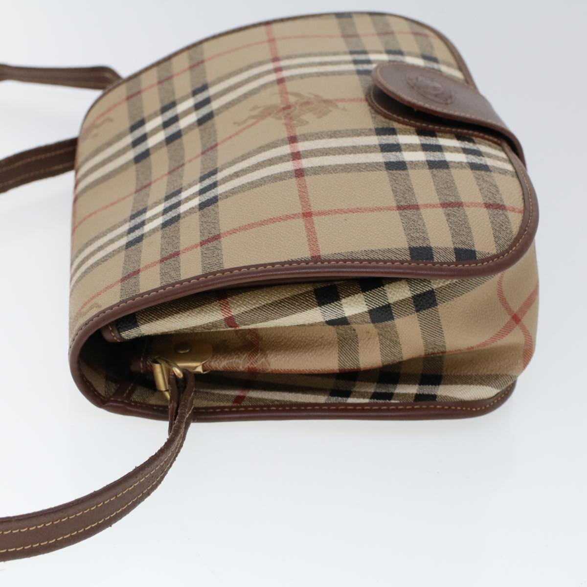 Burberrys Nova Check Shoulder Bag PVC Leather Beige Brown Auth 53779