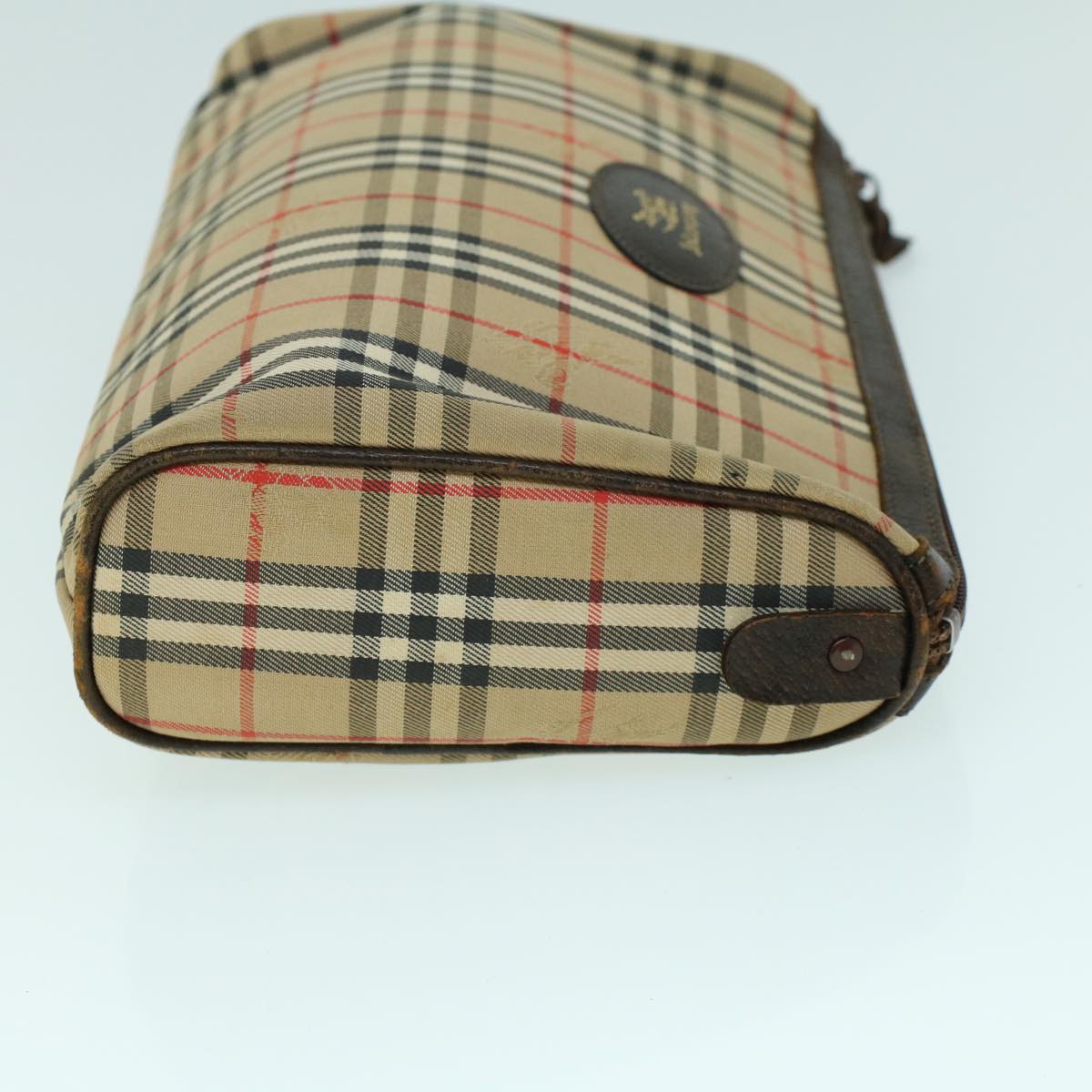 Burberrys Nova Check Clutch Bag Canvas Leather Beige Brown Auth 53792