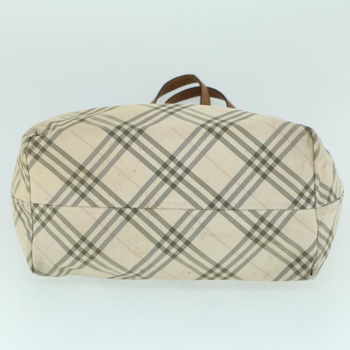 BURBERRY Nova Check Blue Label Hand Bag Canvas Leather Beige Brown Auth 53793