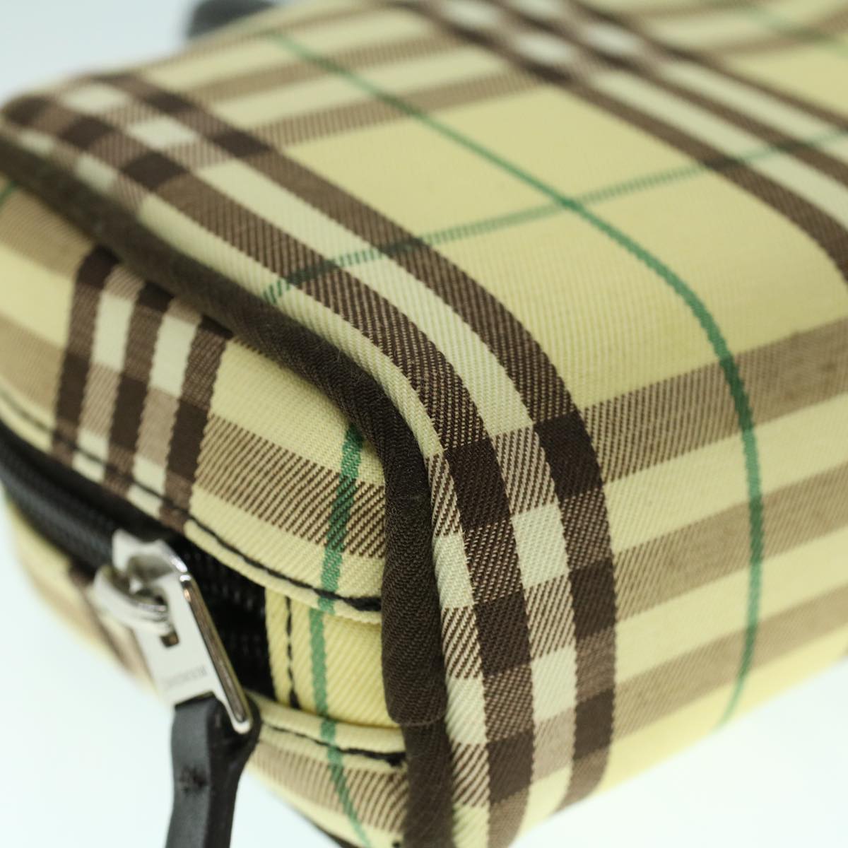 BURBERRY Nova Check Hand Bag Nylon Leather Yellow Brown Auth 53816