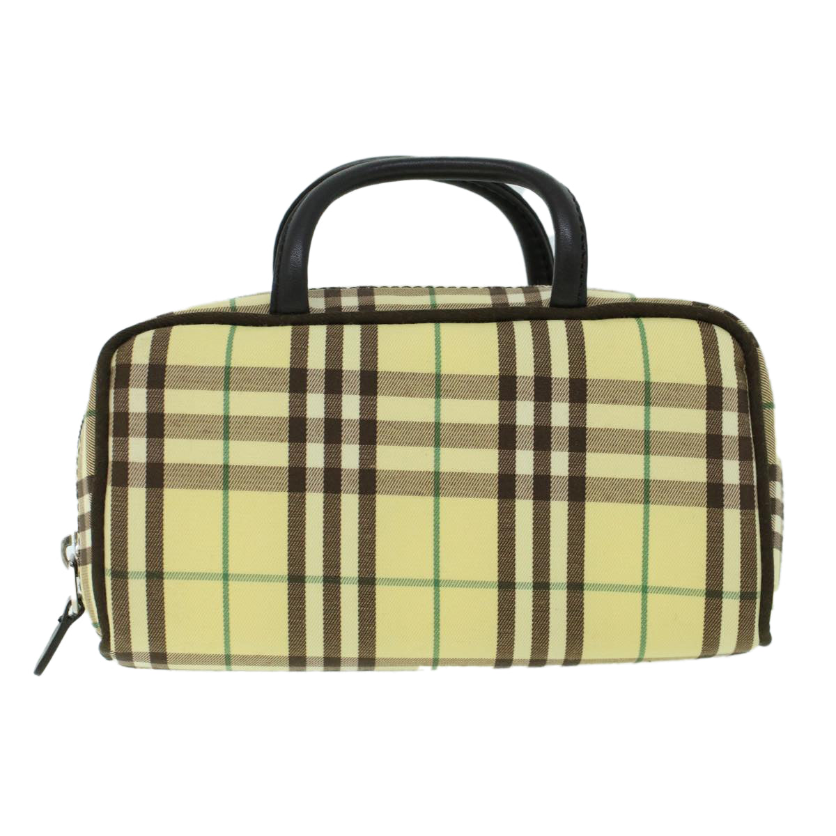 BURBERRY Nova Check Hand Bag Nylon Leather Yellow Brown Auth 53816