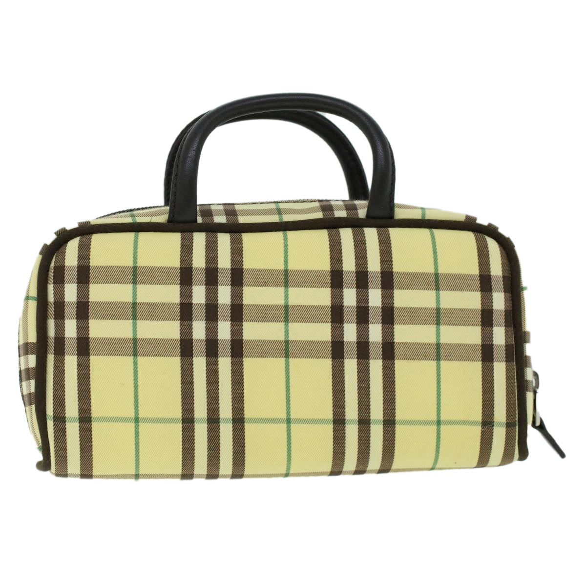 BURBERRY Nova Check Hand Bag Nylon Leather Yellow Brown Auth 53816 - 0